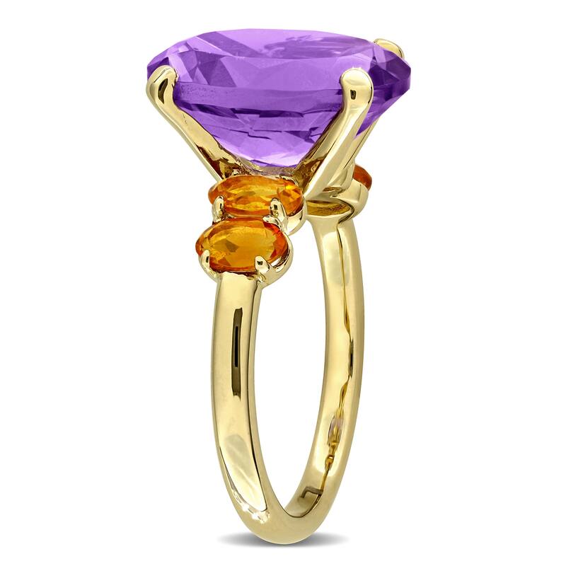 Miadora 5 7/8ct TGW Amethsyt and Citrine Ring in Yellow Plated Sterling Silver