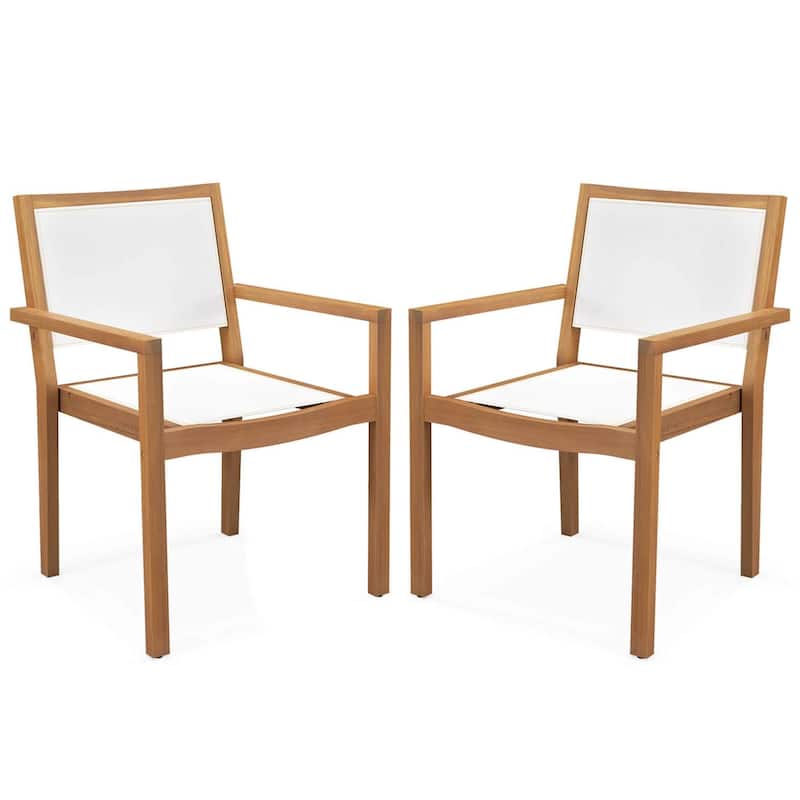 2/4PCS Stackable Dining Chair Patio Armchairs Conversation Chair Set - 2PCS