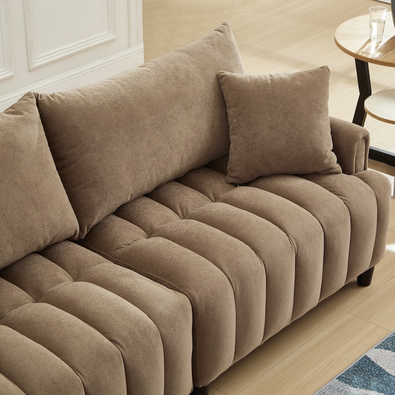 Futon Couch Sofa Bed with Pillows, Convertible Sleeper Sofa with Adjustable Backrest, Loveseat Sleeper Daybed