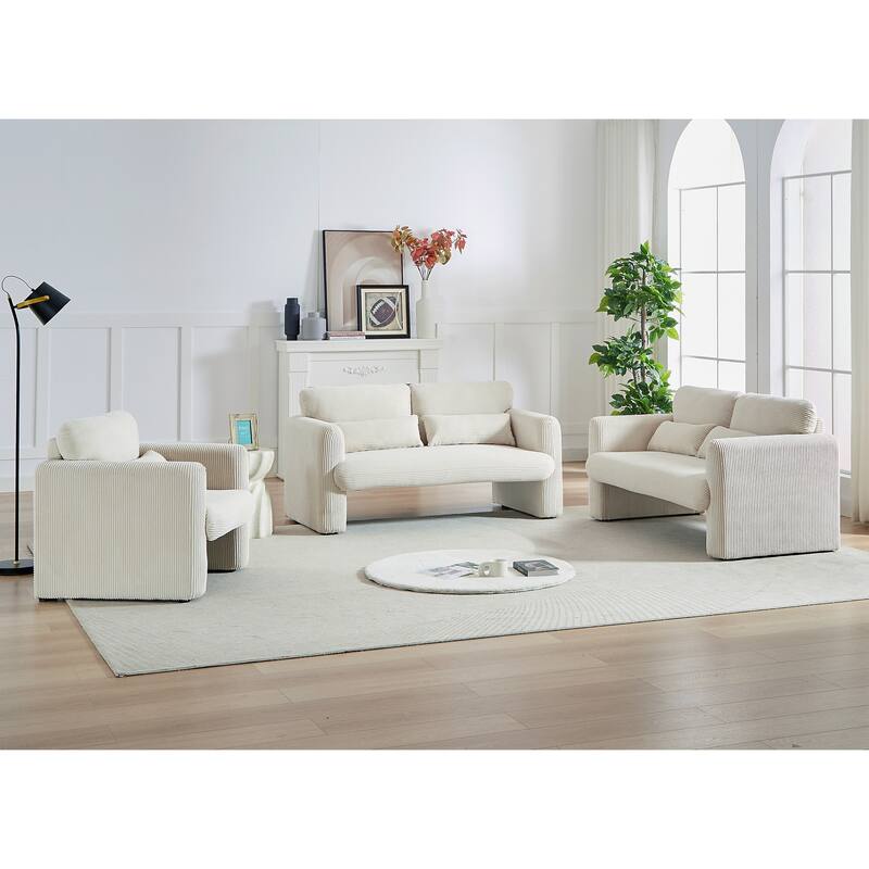 Corduroy Fabric Free Combination Sofa Set w/Support Pillow