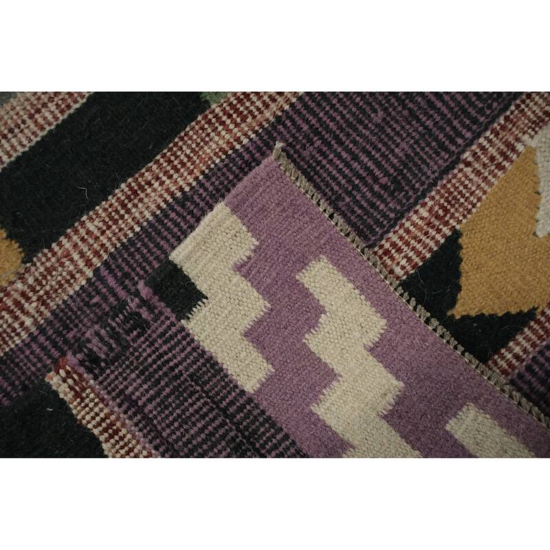 Hand Woven Oriental 100% Wool Carpet Southwestern Modern Multi-Colored Kilim Area Rug - 12' 4'' X 9' 1''