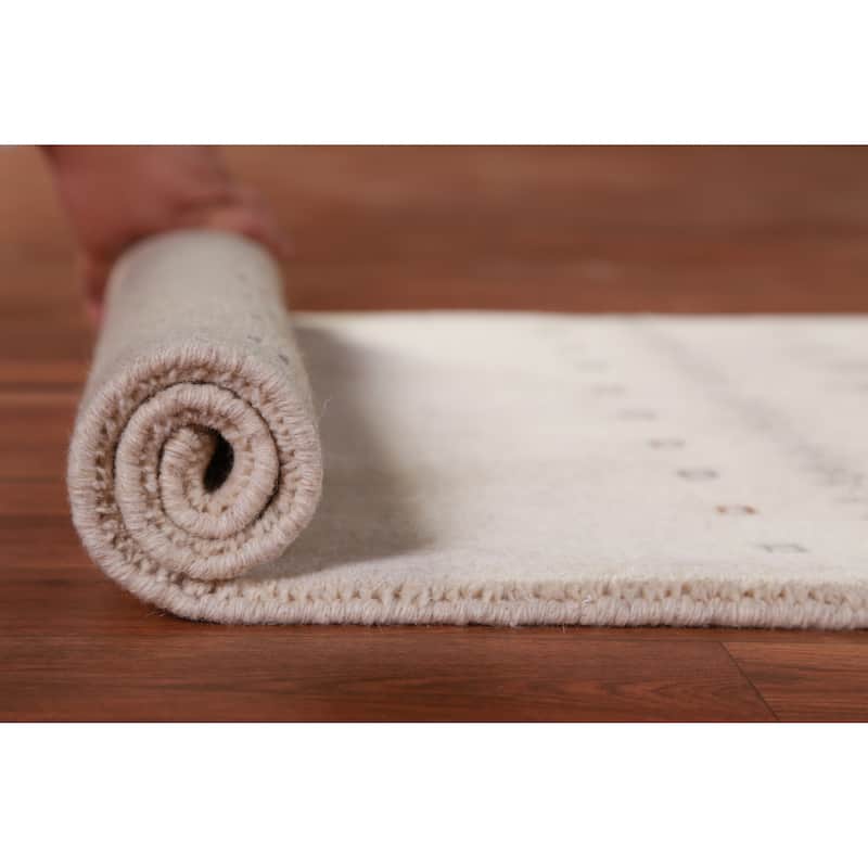 Hand Knotted Oriental 100% Wool Carpet Tribal Tribal Beige & Ivories Gabbeh Area Rug - 3' 0'' X 2' 0''