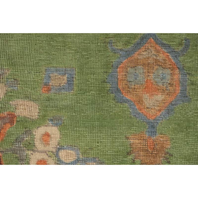 Hand Knotted Oriental 100% Wool Carpet Traditional Floral Green Tabriz Area Rug - 9' 1'' X 6' 8''