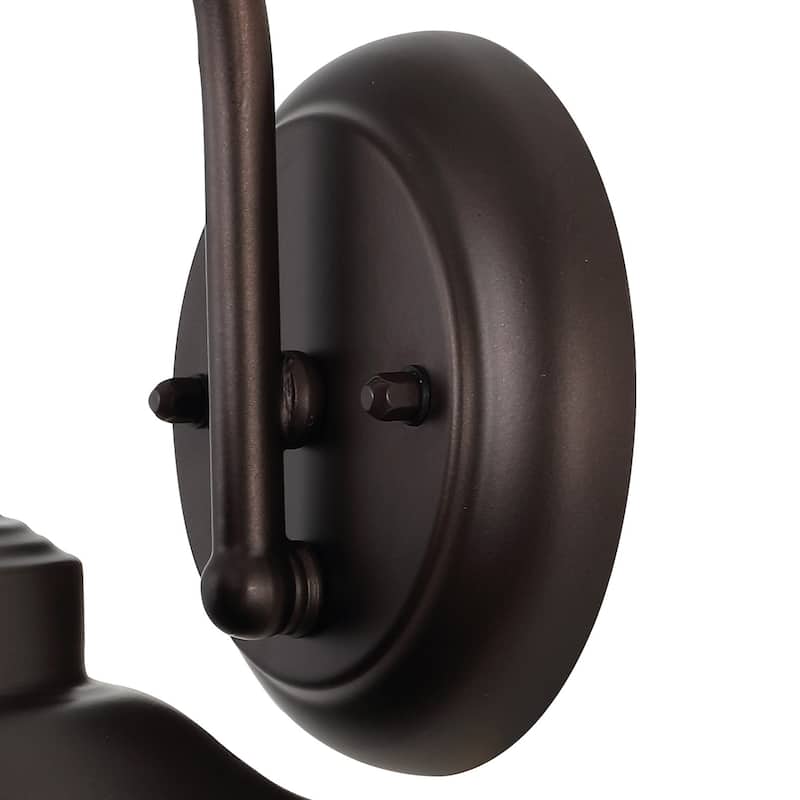 Manteo 8.25" 1-Light Farmhouse Industrial Iron/Glass Outdoor LED Sconce, Oil Rubbed Bronze/Clear by JONATHAN Y