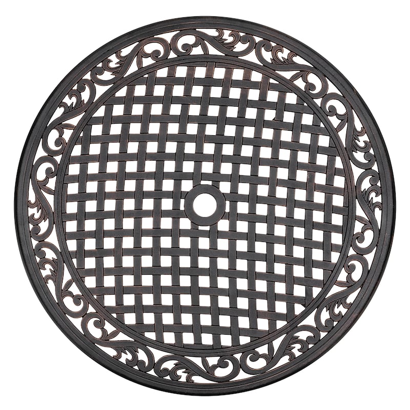 Outdoor Round Cast Aluminum Dining Table with Umbrella Hole