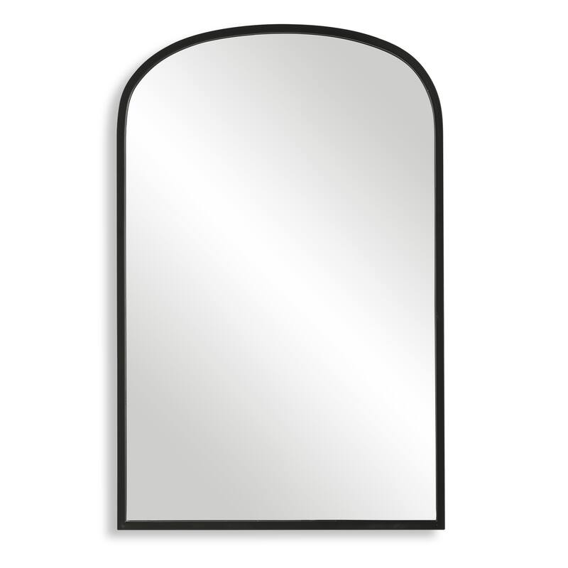 Copper Grove Satin Black Wall Mirror with Subtle Arch