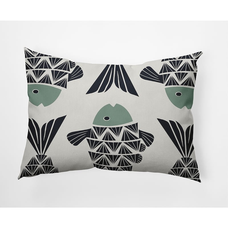 Big Fish Nautical Decorative Indoor Pillow - Sage - 14" x 20"