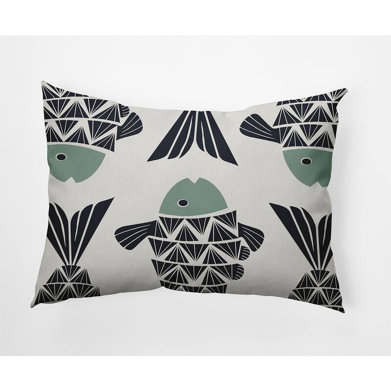 Big Fish Nautical Indoor/Outdoor Throw Pillow - Sage - 14" x 20"