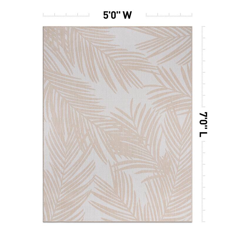World Rug Gallery Contemporary Distressed Leaves Textured Flat Weave Indoor/Outdoor Area Rug