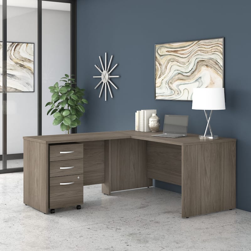 Studio C L-shaped Desk with Drawers by Bush Business Furniture - Modern Hickory