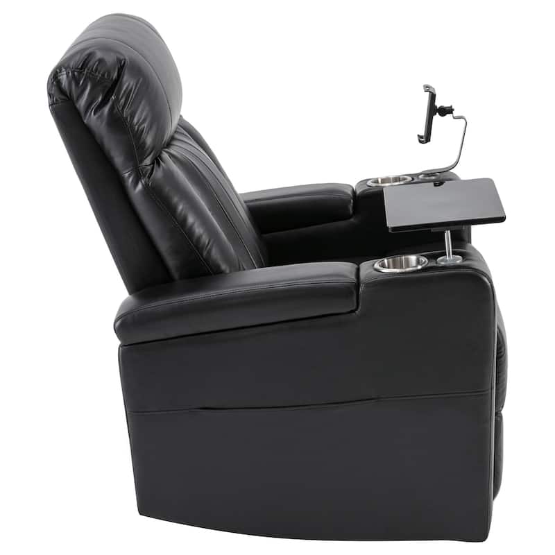 Premium Power Recliner with Storage Arms, Cupholders, Swivel Tray Table and Cell Phone Stand