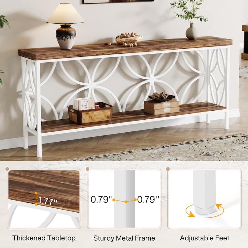 70.9" Modern Sofa Console Table with Storage Shelves for Entryway