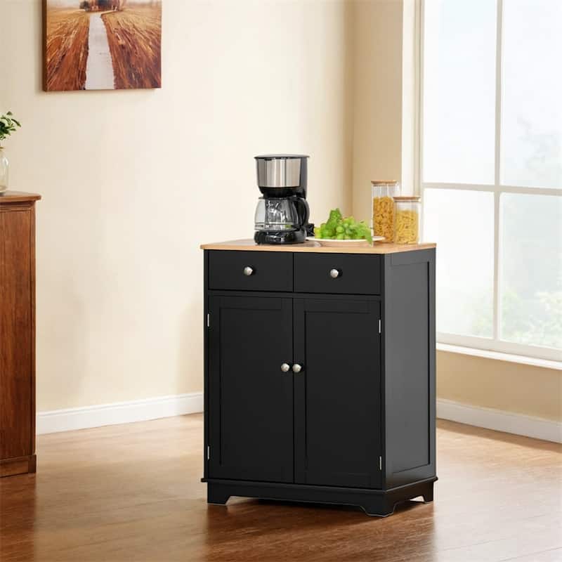 Sideboard with Solid Wood Countertop,Modern Kitchen Storage Cabinet