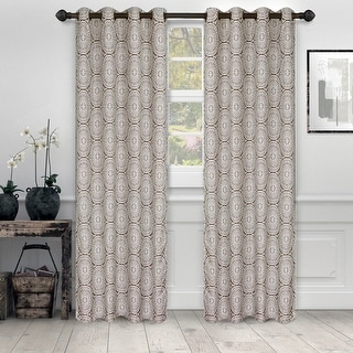 Superior Varnie Jacquard Grommet Room Darkening Curtain Panel (Set of 2)