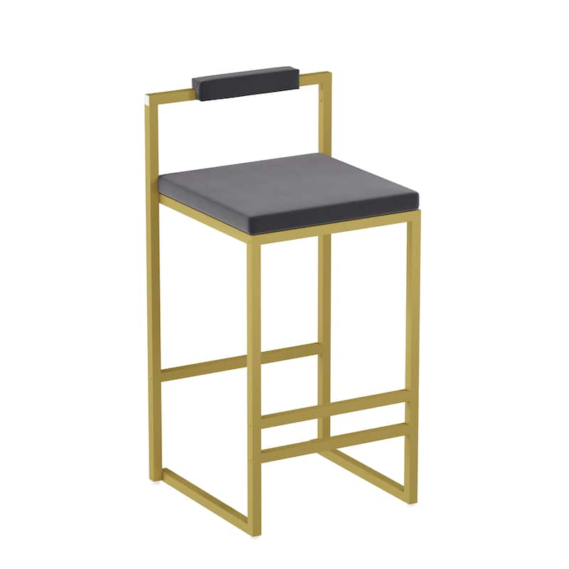 Modern Design in Gold Frame Velvet Upholstered Bar Stools Set of 2