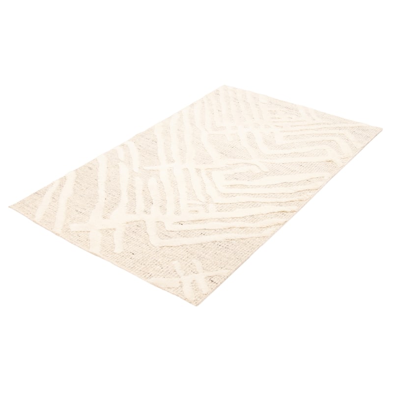ECARPETGALLERY Hand-knotted Tangier Cream Wool Rug - 5'0 x 7'11