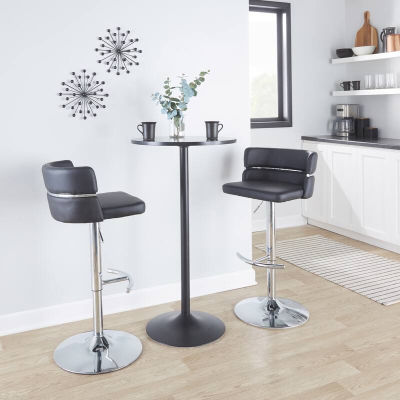 Silver Orchid Lena Adjustable Bar Stool with Rounded T Footrest (Set of 2)
