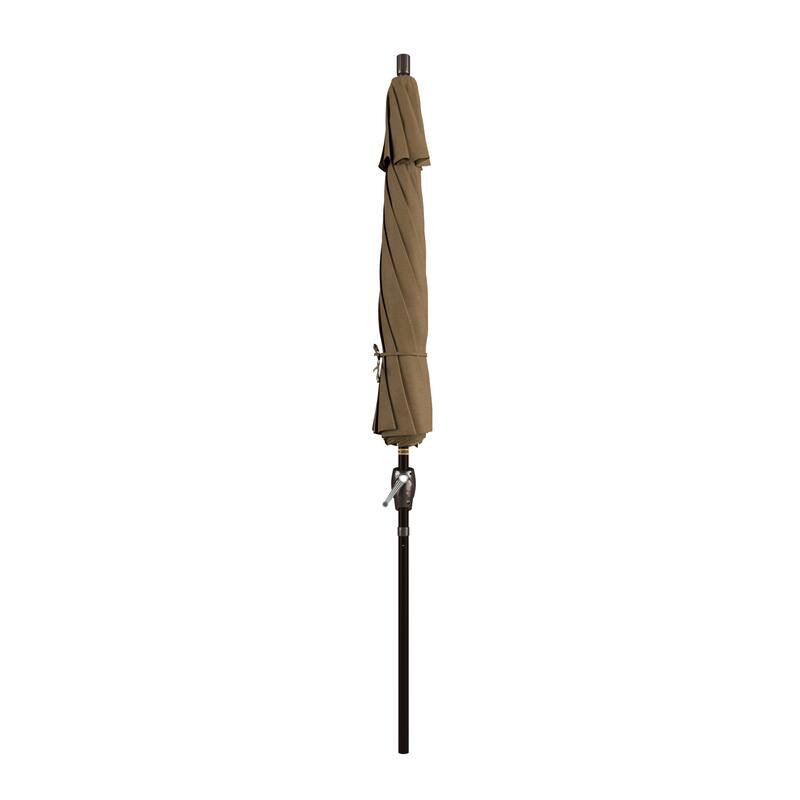 California Umbrella 9' Round Crank Lift Push Button Tilt Bronze Aluminum Patio Umbrella Sunbrella