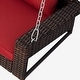 preview thumbnail 49 of 47, 2-Person Wicker Hanging Porch Swing with Chains, Cushion and Pillow