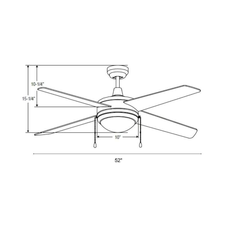 52" Europa IV 4-Blade Ceiling Fan Black Finish with Integrated LED Light