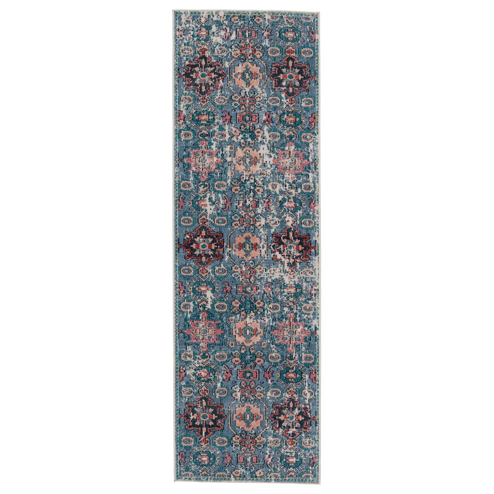 Farella Indoor/ Outdoor Oriental Blue/ Pink Area Rug