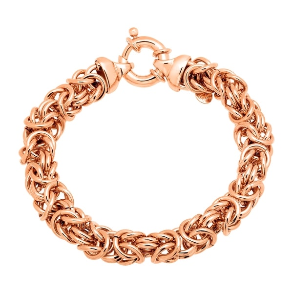 Byzantine Link Bracelet in 18K Rose Gold-Plated Bronze - Pink