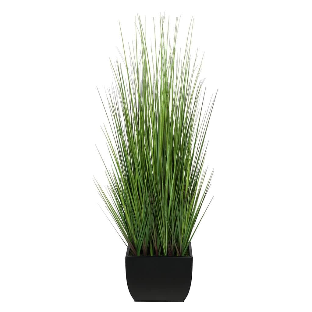 Faux PVC Grass in Large Rectangle Zinc Planter