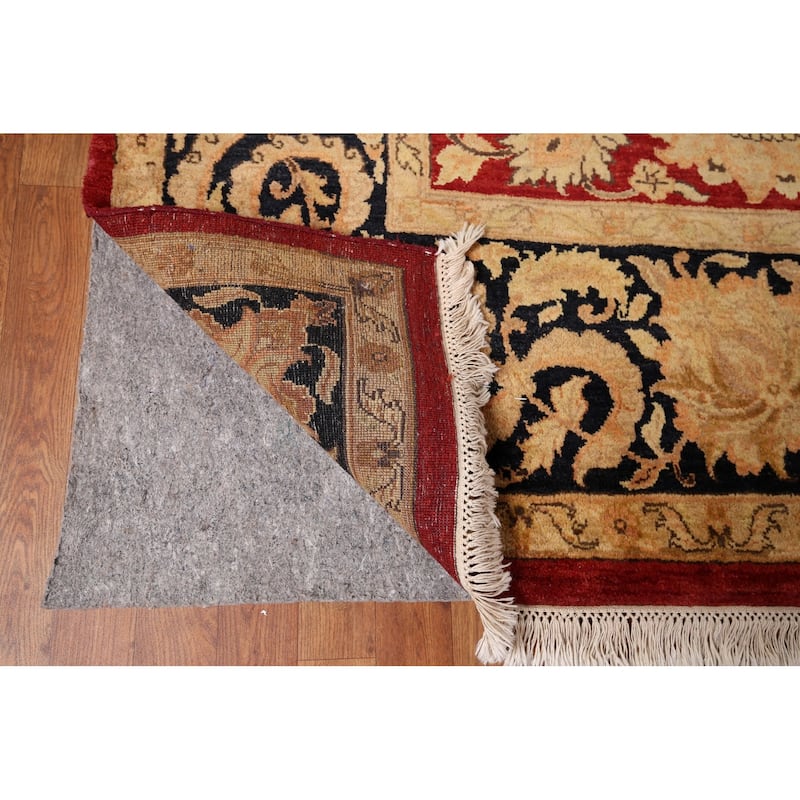 Red Floral Agra Indian Area Rug Handmade Wool Carpet - 9'0" x 12'5"