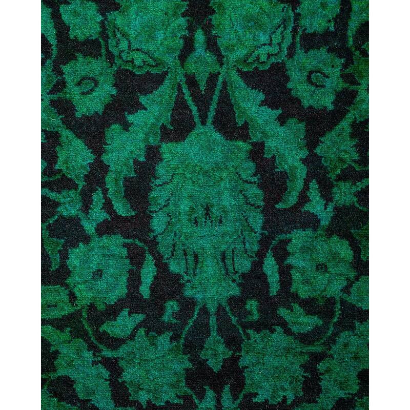 Overton Hand Knotted Wool Vintage Inspired Modern Contemporary Overdyed Green Area Rug - 3' 1" x 5' 5"