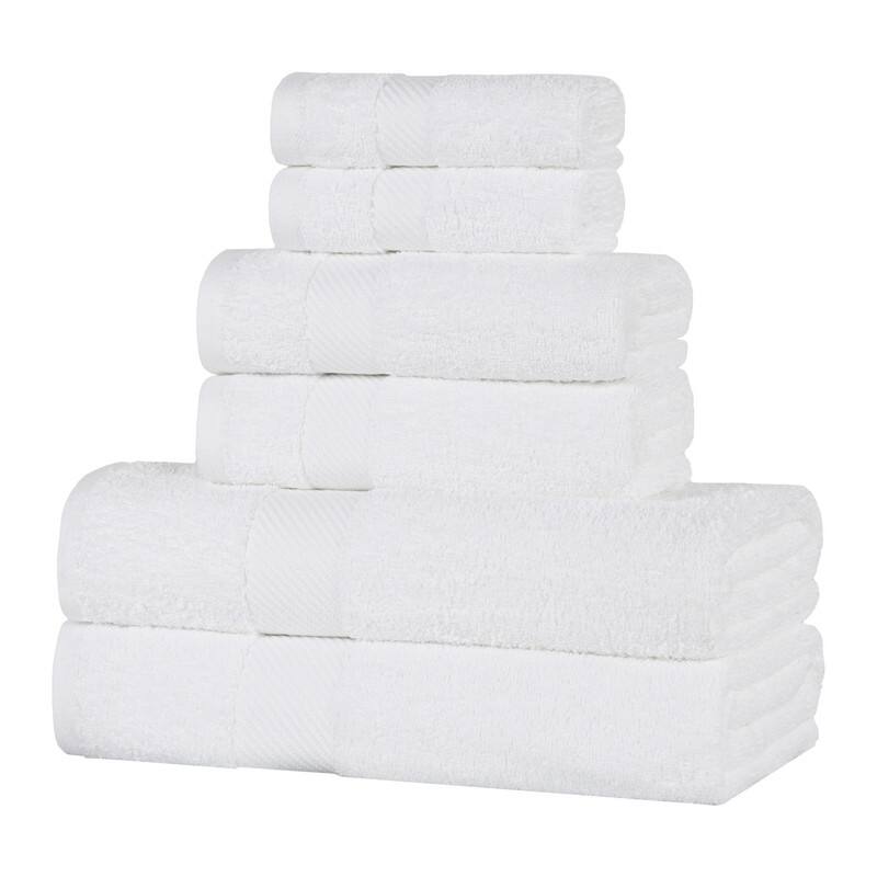 Superior Luxury Solid Highly Absorbent Egyptian Cotton 6 Piece Bath, Face, and Hand Towel Set