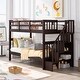 preview thumbnail 58 of 67, Stairway Wooden Bunk Bed with Storage Staircase and Guard Rail, for Bedroom, Dorm, Convertible into 2 Beds Espresso - Twin