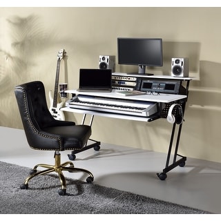 Industrial and Contemporary Suitor Computer Desk, Metal Music Recording  Studio Desk,with Open Compartment & Keyboard Tray - Overstock - 35494441