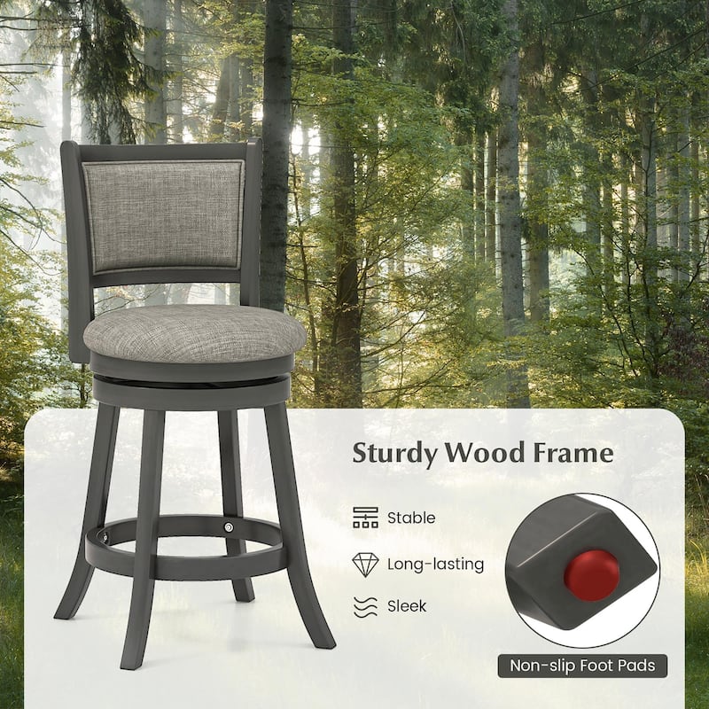 Gymax Swivel Bar Stools Set of 4 w/ Soft-padded Back & Seat Sturdy