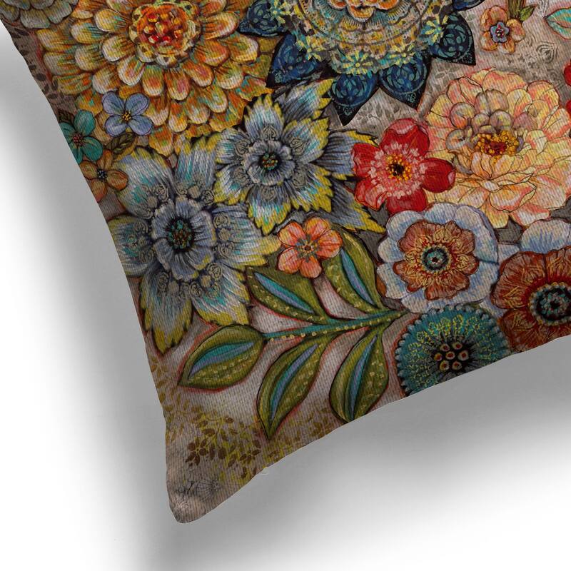 Boho Bouquet Indoor Woven Decorative Pillow