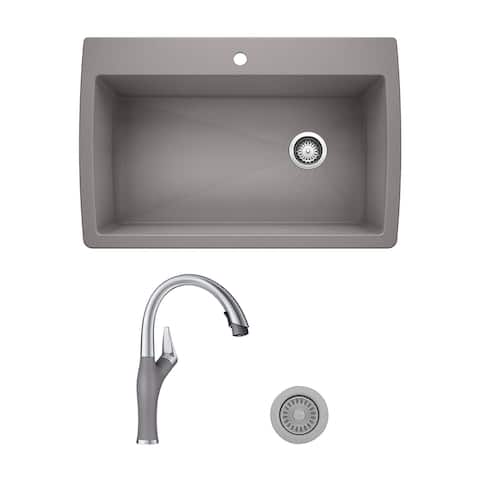 Blanco Diamond/Artona Dual Mount Kitchen Sink and Faucet Set and Strainer