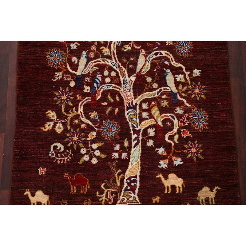 Vegetable Dye Tree Of Life Tabriz Oriental Area Rug Hand-knotted Wool - 3'3" x 5'1"