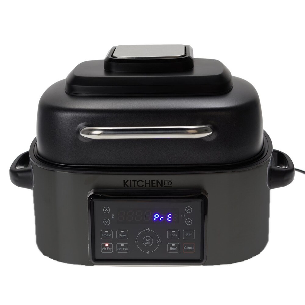 PowerXL 1550W 6-qt 12-in-1 Grill Air Fryer Combo with Glass Lid-Refurbished  