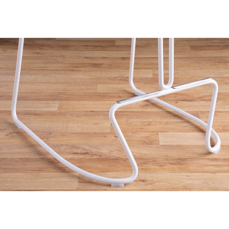 Finn Counter Stool in White Steel and Charcoall Fabric - Set of 2 - 19.5"Lx18"Wx25.75"H