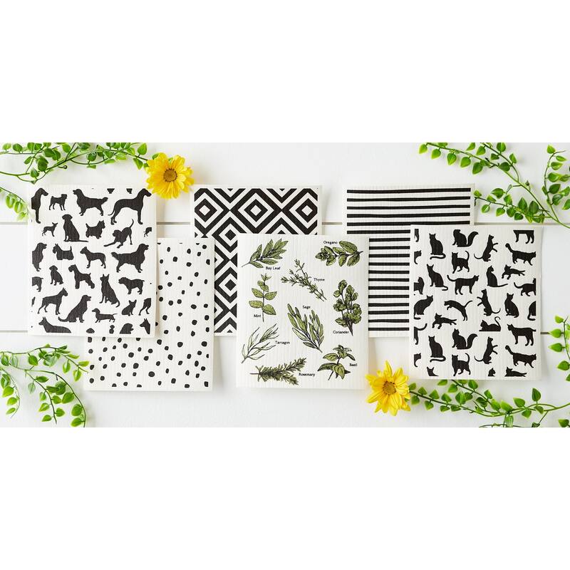 DII Black & White Swedish Dishcloth, 3 Piece