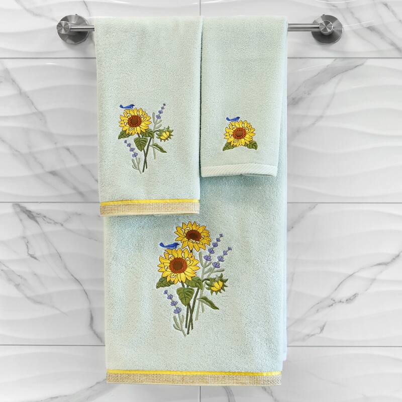 Authentic Hotel and Spa Turkish Cotton Girasol 3PC Embellished Bath and Hand Towel Set