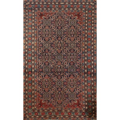 Hand Knotted Oriental 100% Wool Carpet Traditional All-Over Navy Blue & Blues Bidjar Area Rug - 6' 10'' X 4' 2''