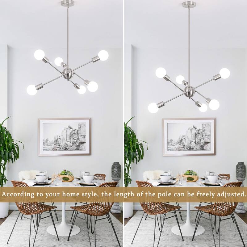 6-Light Sputnik Chandelier for Living Room Bedroom