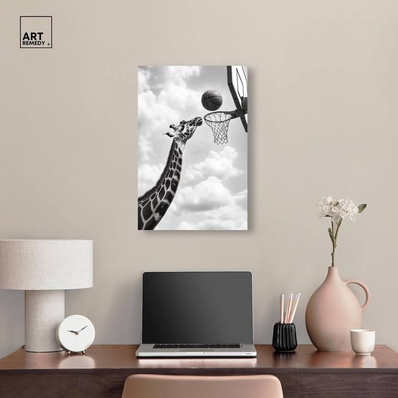 Giraffe Hoops Canvas by Art Remedy, Gallery Wrapped