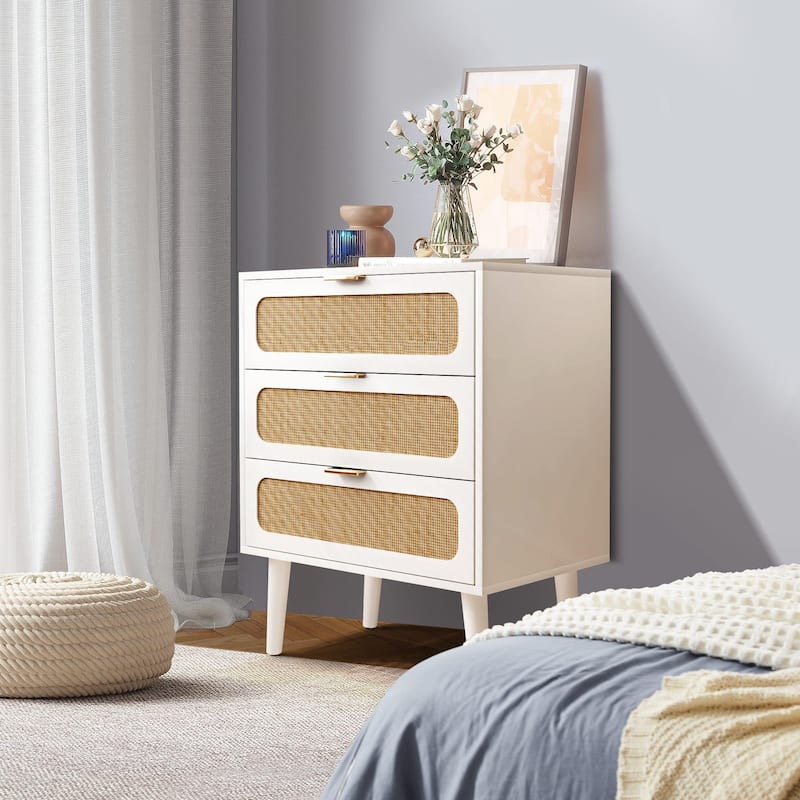 3-Drawer Wood Storage Nightstand
