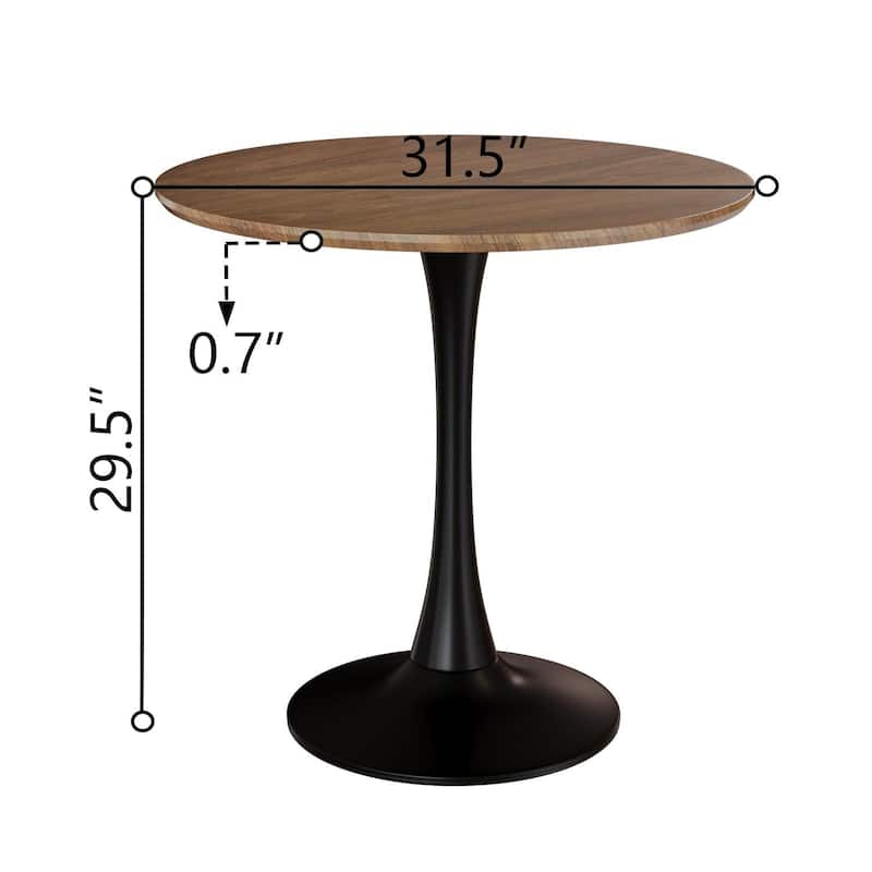 Modern 3-Piece Dining Set with MDF Round Table & 2 PU High Back C-shaped Tube Chairs