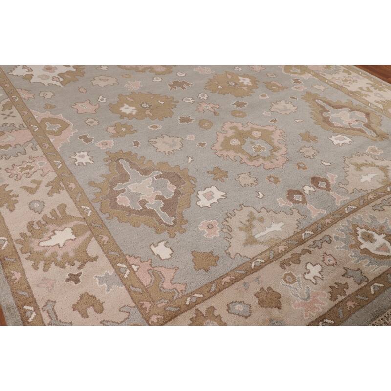 Gray Oushak Indian Area Rug Handmade Wool Carpet - 8'9"x 11'7"