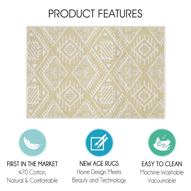 Sussexhome Heavy Duty Ultra Thin Non Slip Washable Cotton Indoor Rug - 2' x 3'