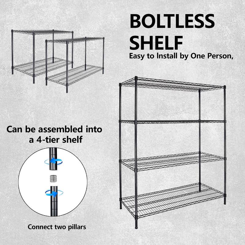 55.5"W x 24"D x 80"H Heavy Duty Wire Storage Shelves with Wheels,4 Tier Adjustable,2400 lbs Capacity,Rolling Industrial Storage