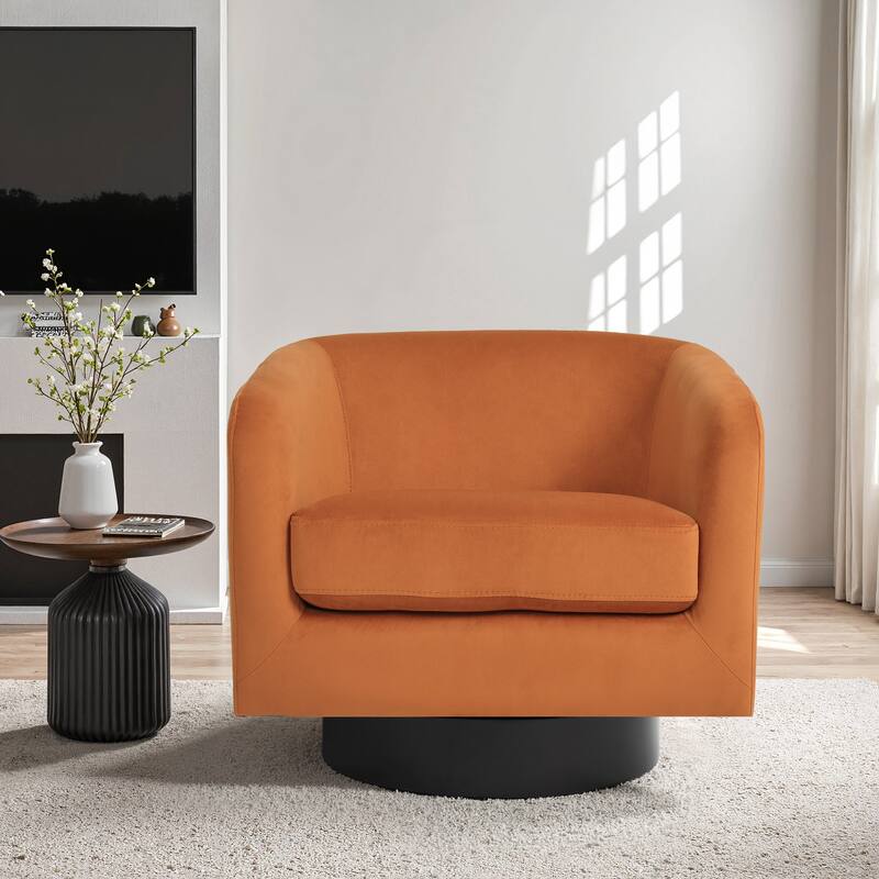 Modern Upholstered 360 degree Swivel Accent Arm Chair