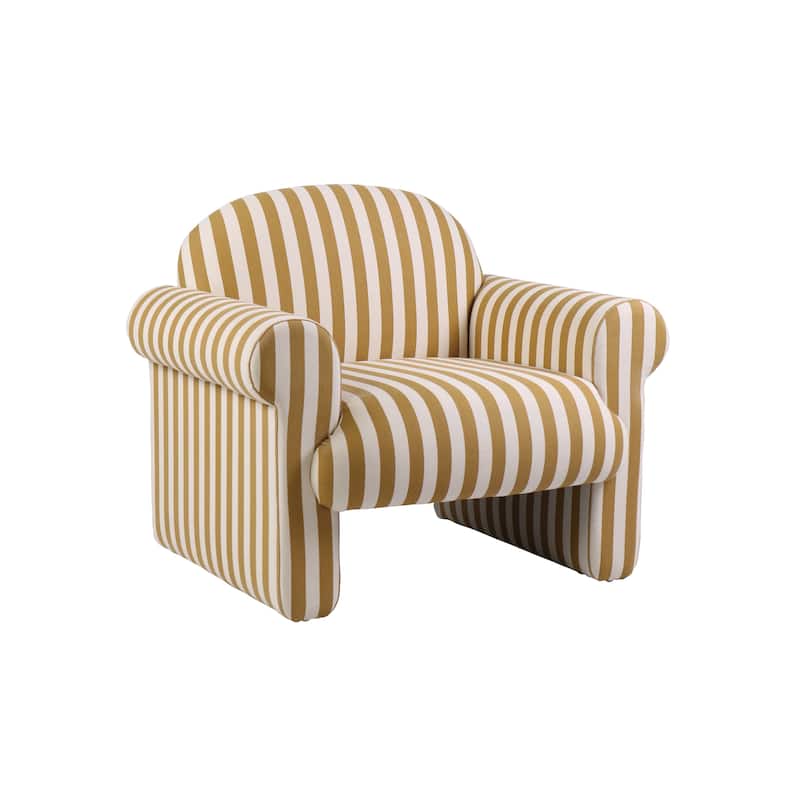 Fabric Upholstered Striped Chair - 38.38"L x 32.0"W x 32.63"H